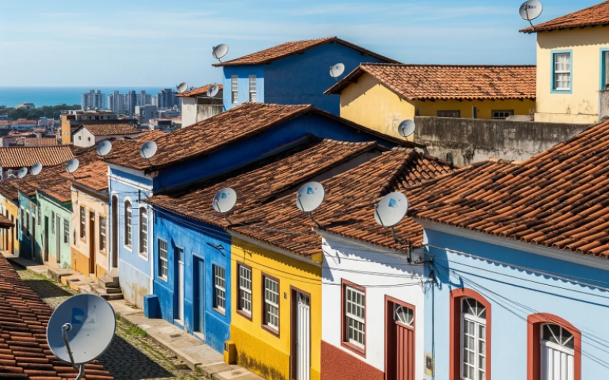 Antenas parabólicas instaladas em residências brasileiras